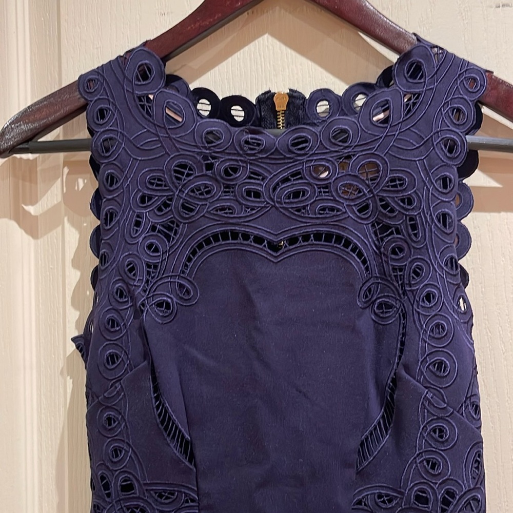 Ted baker mid length dress in navy blue